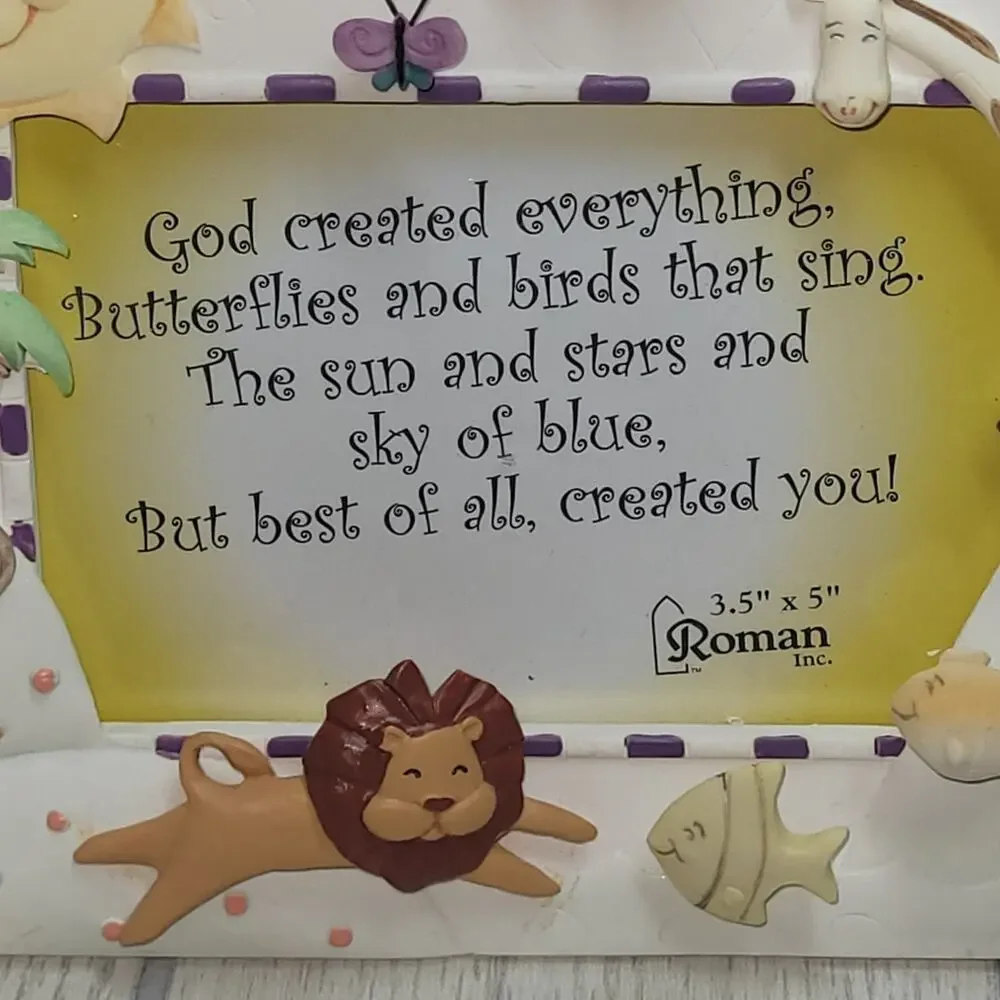 Vtg 2003 Roman God Created Everything Photo Frame Kids 3.5